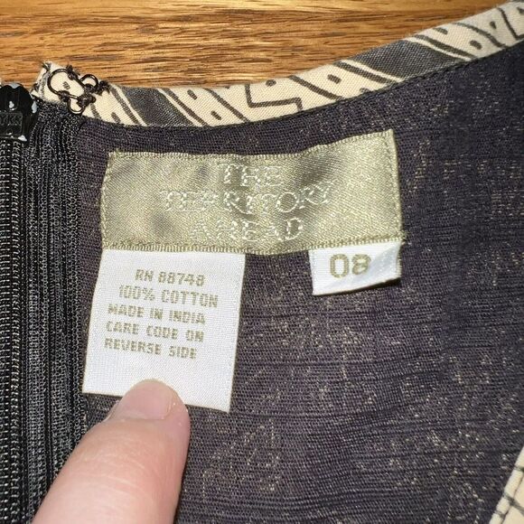 THE TERRITORY AHEAD Dress Womens 8 Small Brown Tribal Leaf Sleeveless A Line Zip - Picture 4 of 4